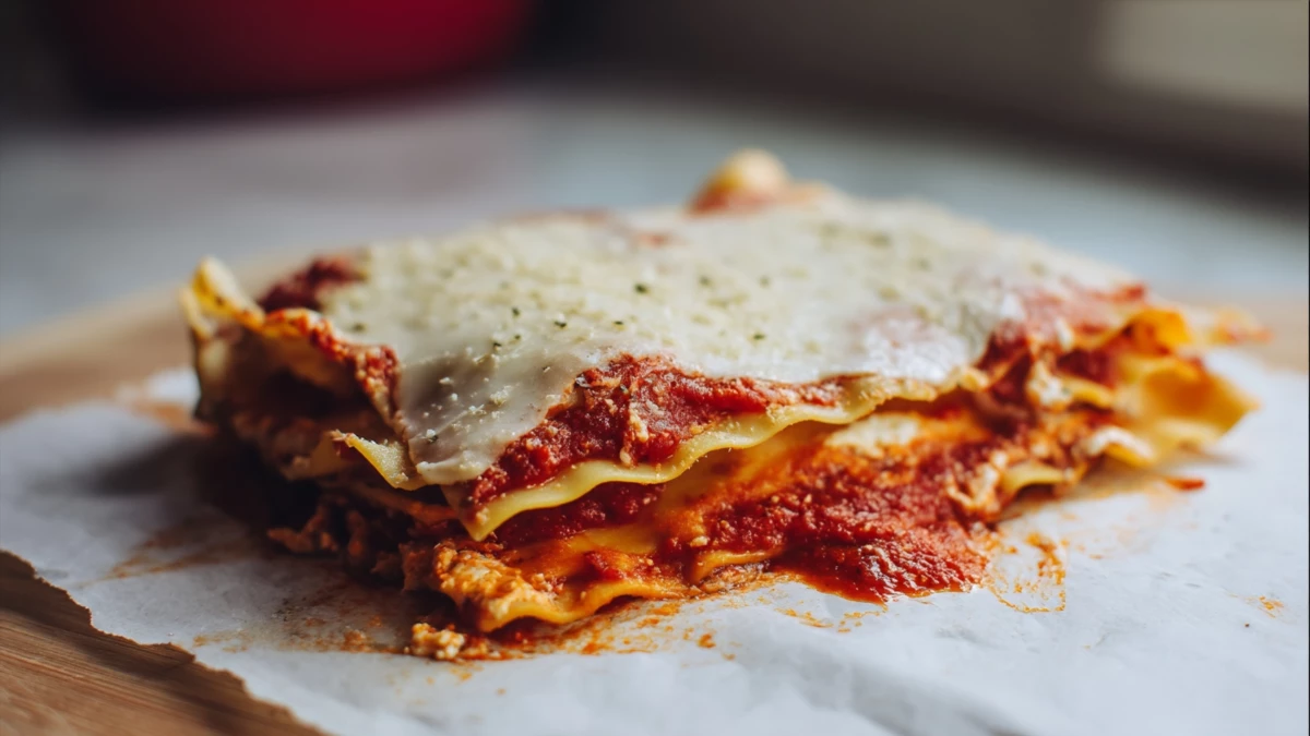 Фото блюда: Лазанья с маринарой и рикоттой с насыщенным томатным вкусом