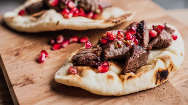 Фото блюда: Сочная лепешка с бараниной и гранатом для яркого ужина