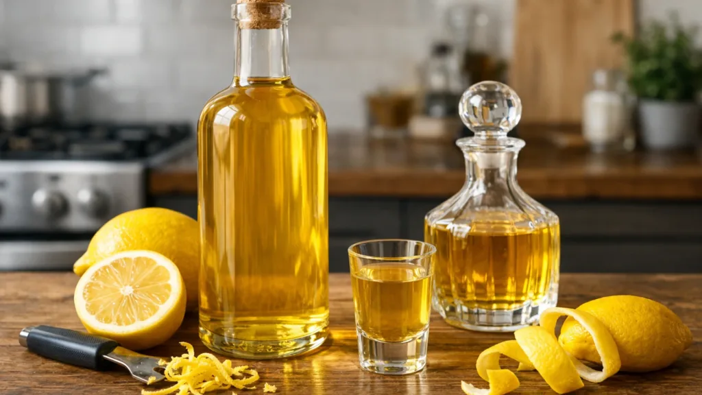Лимонная алкогольная настойка с прозрачным цветом
