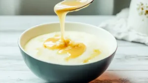 Фото блюда: Нежная манная каша со сгущёнкой для сладкого утра