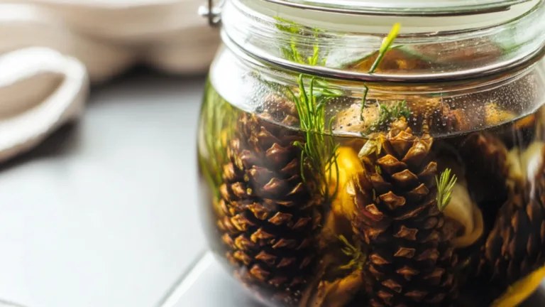Фото блюда: Ароматный хвойный маринад с сосновыми шишками для необычных заготовок