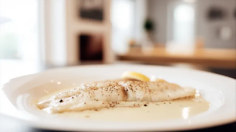 Фото блюда: Морской язык под белым соусом – Рецепт с белым перцем