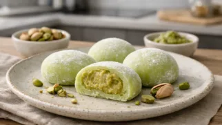 Фото рецепта: Нежные моти с домашней фисташковой пастой