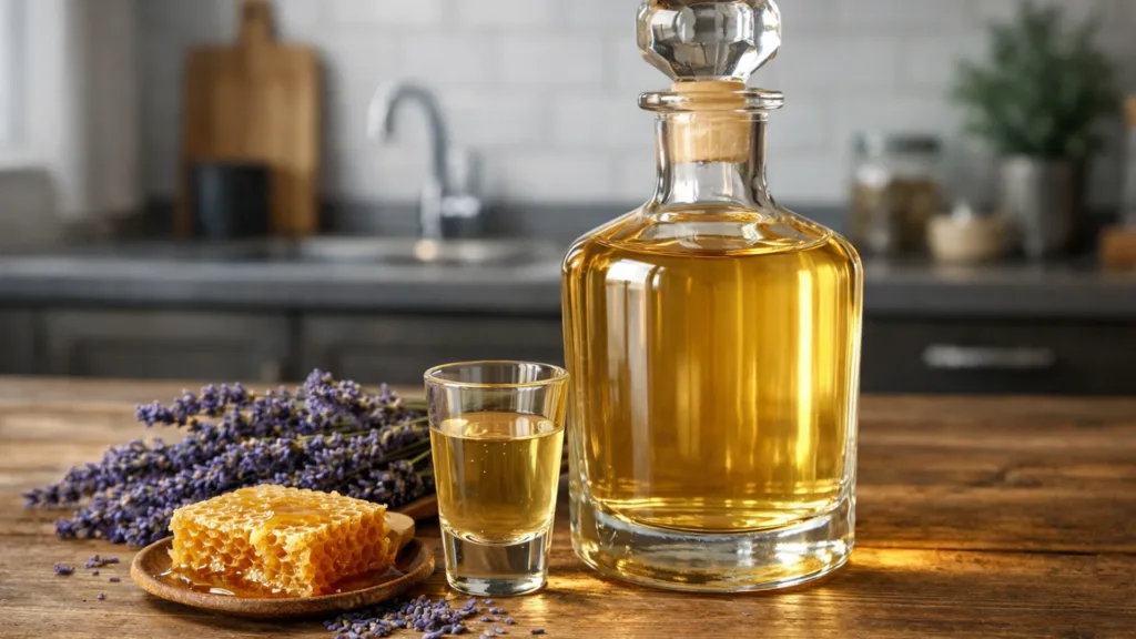 Лавандовая настойка с мёдом в бутылке