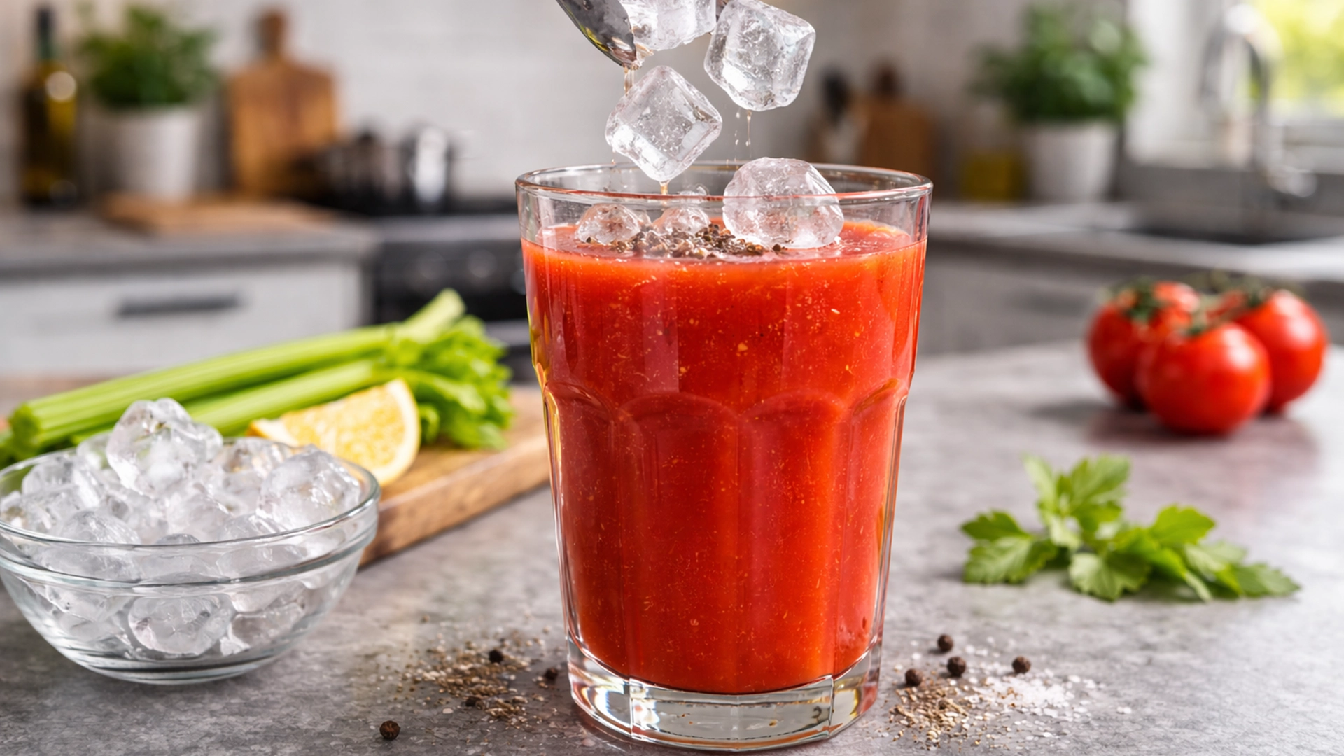 томатный коктейль со льдом