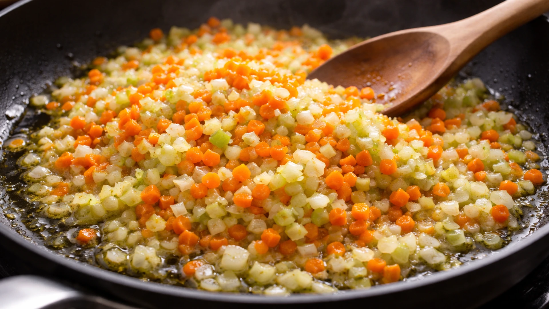 Обжарить овощную основу