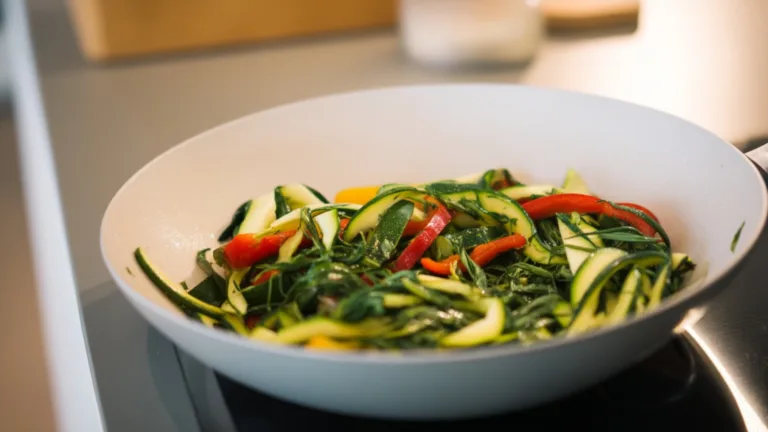 Фото блюда: Яркое овощное соте с папоротником и цукини