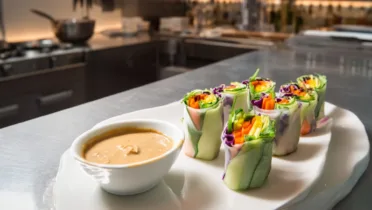 Фото рецепта: Овощные рулетики с ярким арахисовым вкусом