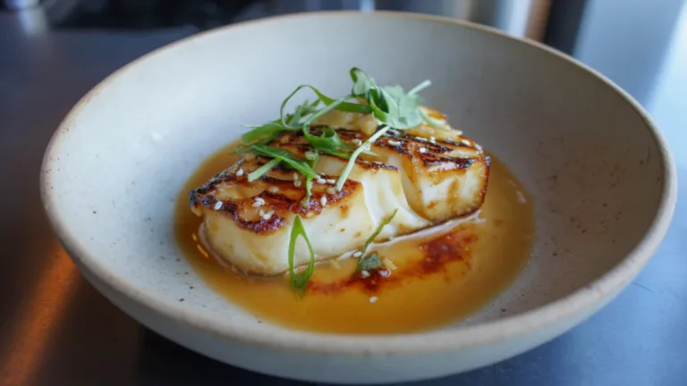 Фото блюда: Палтус в азиатском маринаде с пряным соусом