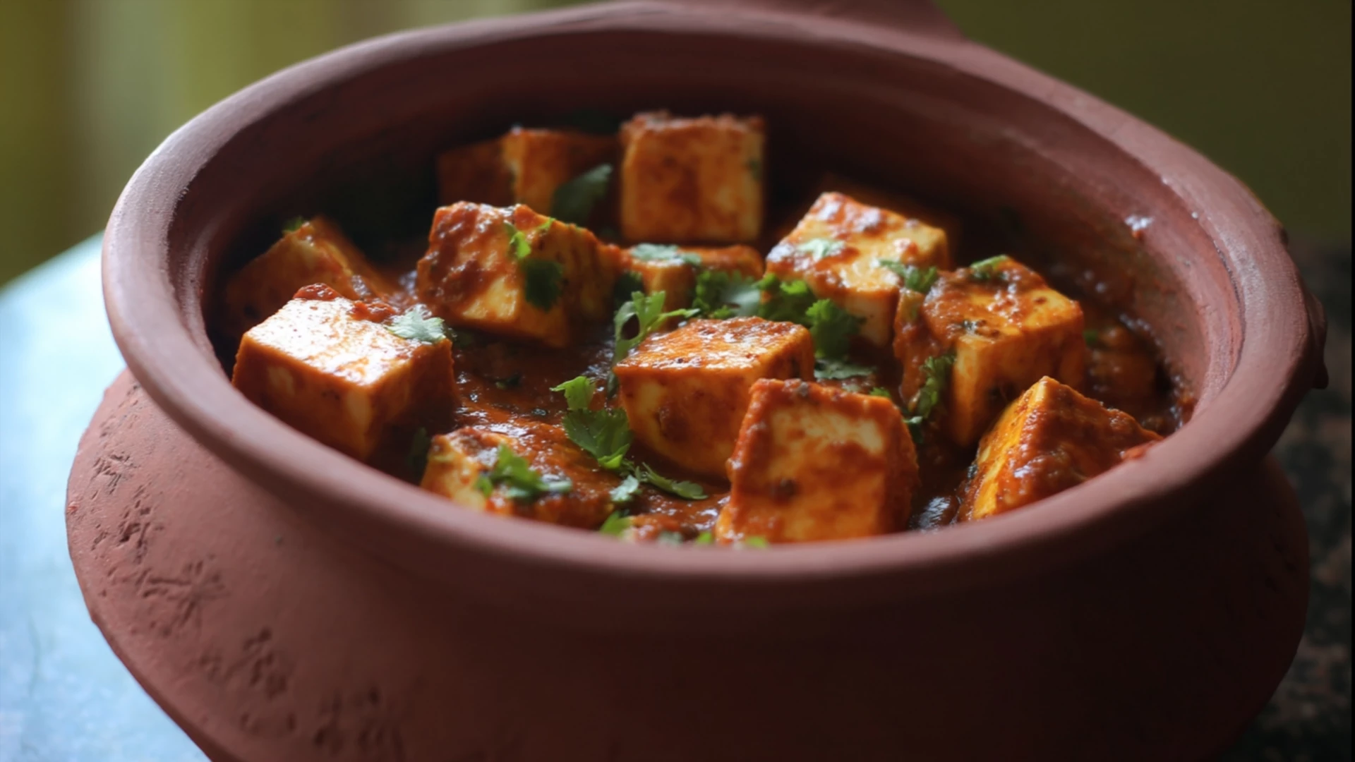 Фото блюда: Панир ханди в глиняной посуде с насыщенным масала соусом