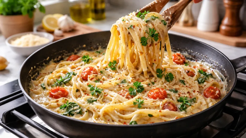 Доведение пасты в соусе