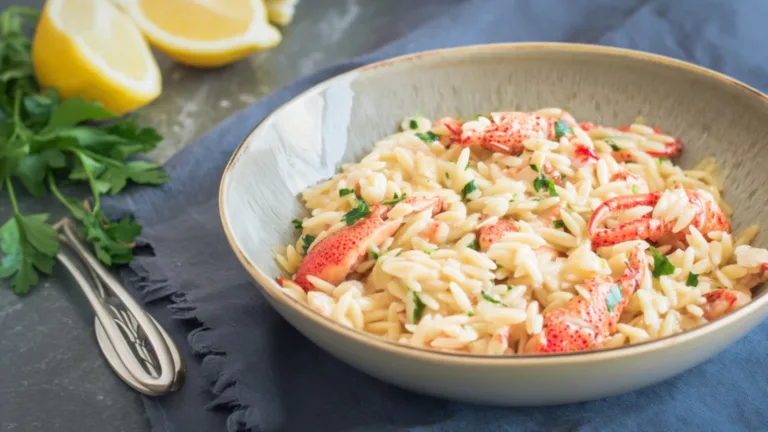 Фото блюда: Паста-орзо с раковыми шейками: легкий летний вкус