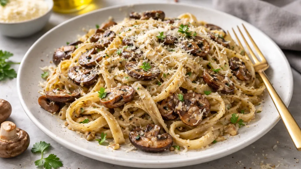Паста с грибами и пармезаном как пример синергии умами