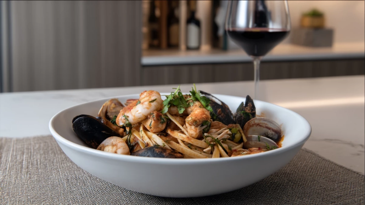 Фото блюда: Паста с морепродуктами – идеальное сочетание аромата и вкуса