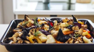 Фото рецепта: Печеные овощи неро с чернилами каракатицы