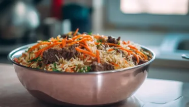 Фото рецепта Плов ферганский с тонкой нарезкой моркови