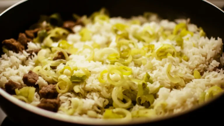 Фото блюда: Ароматный плов с нежным луком пореем