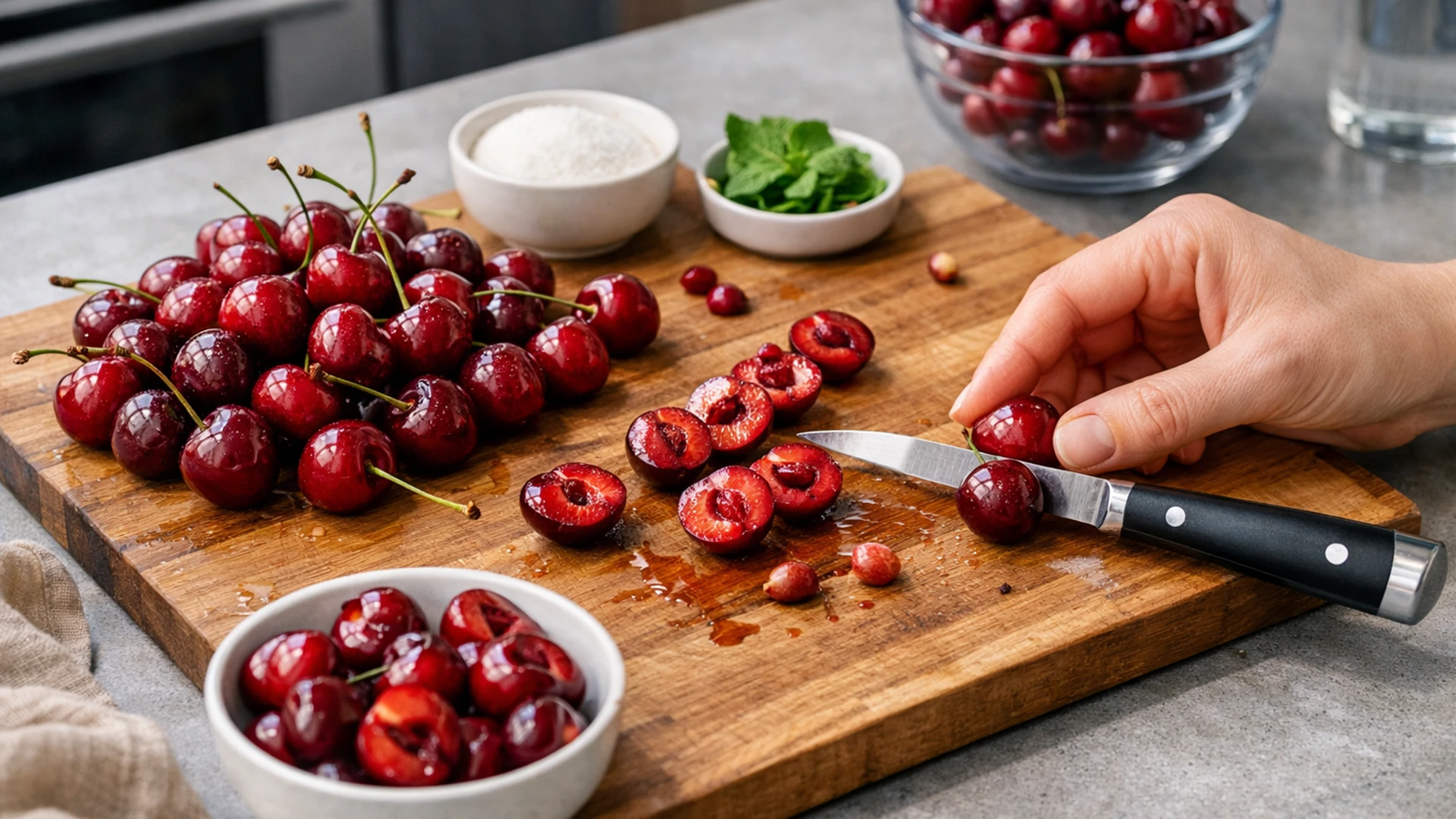 Подготовить вишню