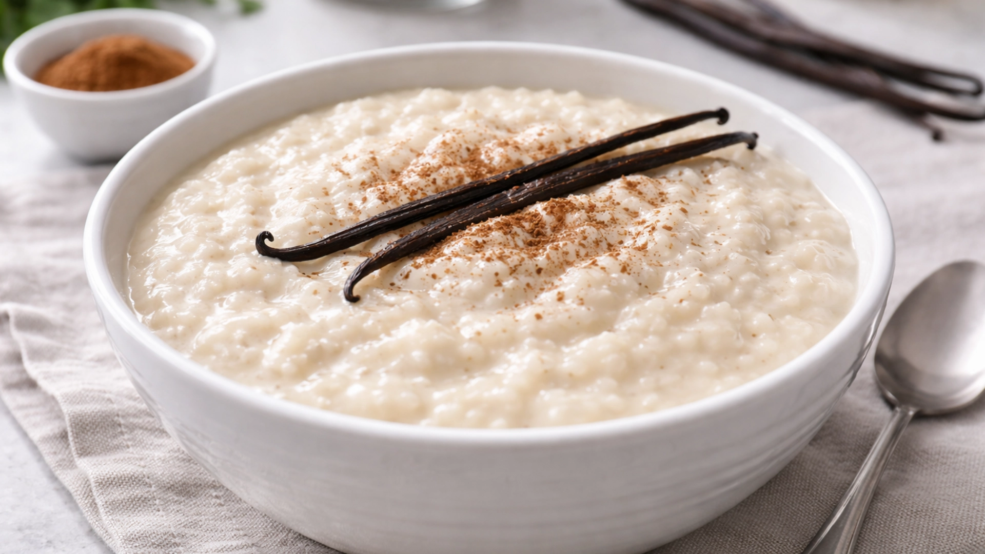 Готовый ванильный рисовый пудинг