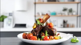 Фото рецепта: Рёбра с базиликом и томатами