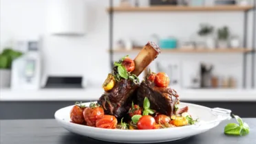 Фото рецепта Рёбра с базиликом и томатами