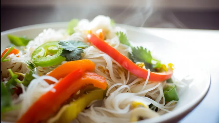 Фото рецепта: Рисовая лапша с овощами и ростками фасоли для легкого ужина