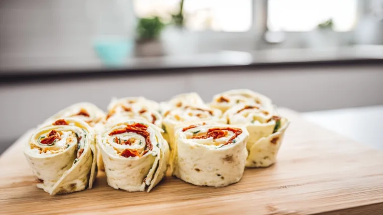 Фото блюда: Аппетитные роллы с сушеными томатами и сливочным сыром для быстрого перекуса