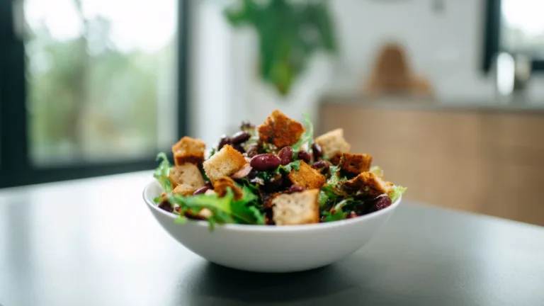 Фото блюда: Салат с красной фасолью и хрустящими сухариками