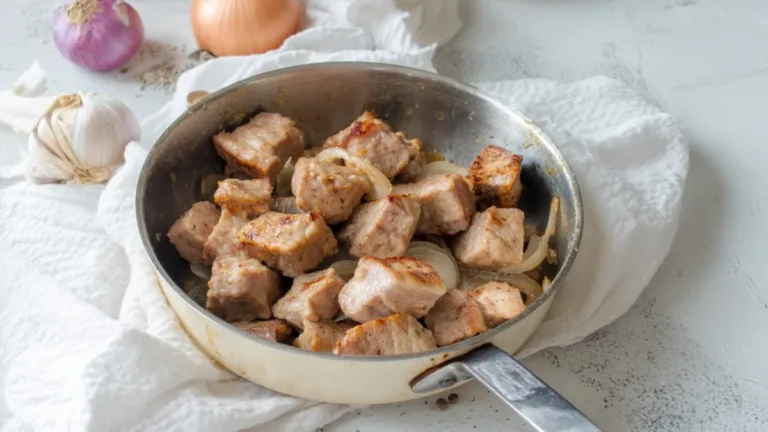 Фото блюда: Шашлык из свинины на кефире — сочные кубики свинины с маринадом на кефире