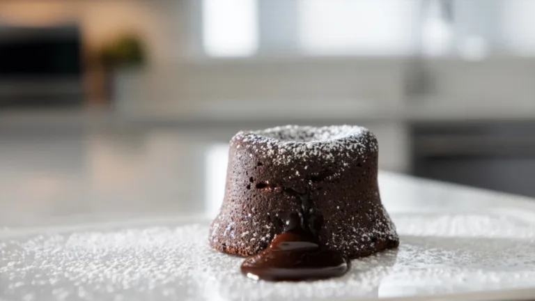 Фото блюда: Шоколадный фондан быстрый — Рецепт с шоколадным сиропом