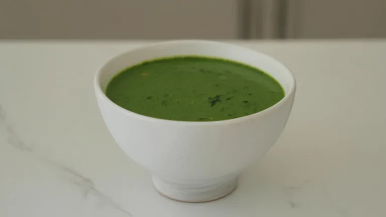 Фото блюда: Шпинатный крем суп на кокосовых сливках с ярким вкусом