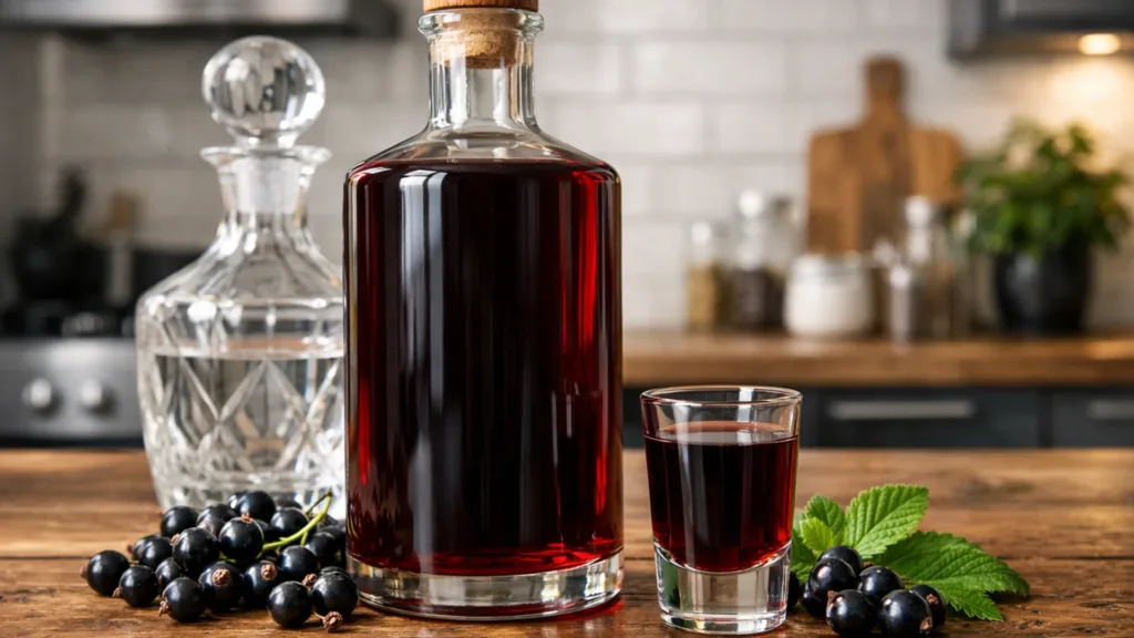 Настойка из чёрной смородины в бутылке