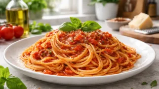 Фото рецепта: Ароматные спагетти с насыщенным классическим томатным соусом