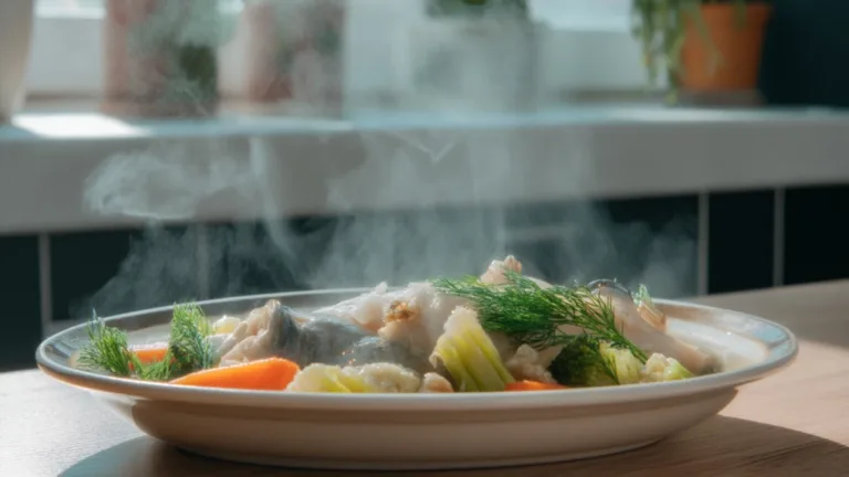 Фото блюда: Стерлядь с овощами на пару – легкий и полезный рецепт