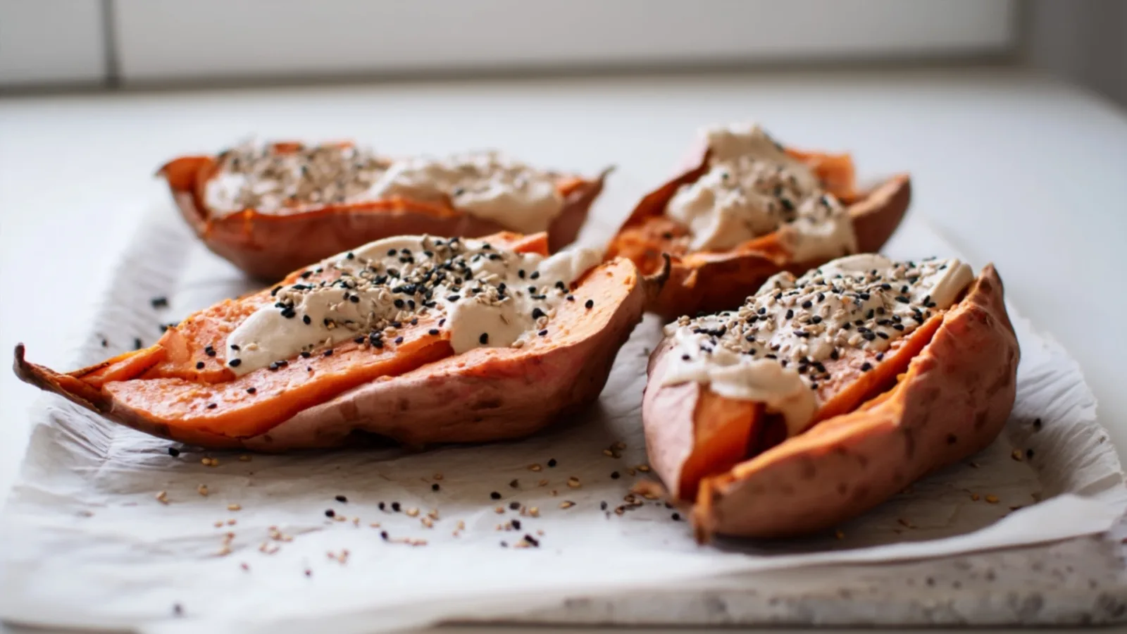 Фото блюда: Запечённый батат с тахини и лимоном