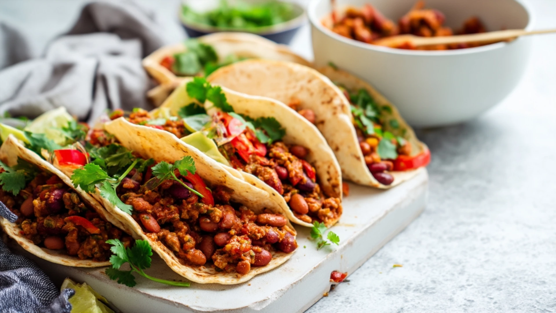 Фото блюда: Сочные такос с ярким чили и фасолью