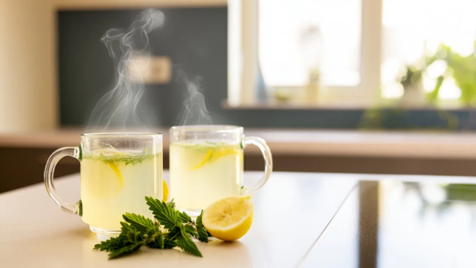 Фото блюда: Тёплый лимонад с мёдом и ароматной мелиссой, рецепт с фото