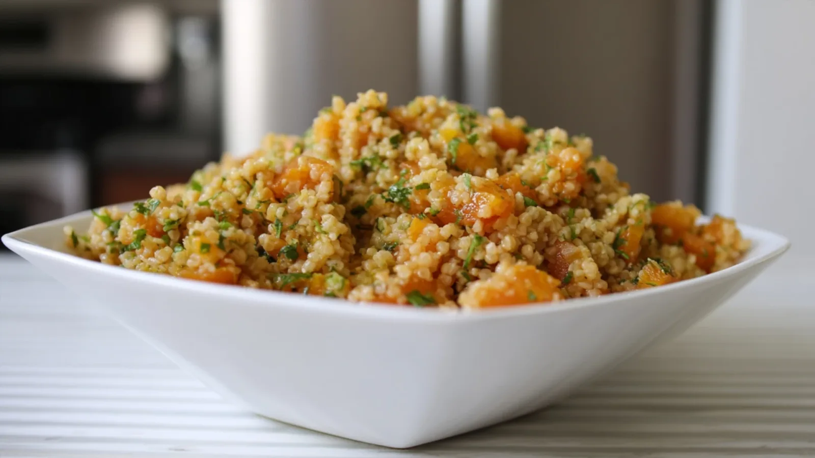 Фото блюда: Теплый салат с булгуром и сладкой хурмой