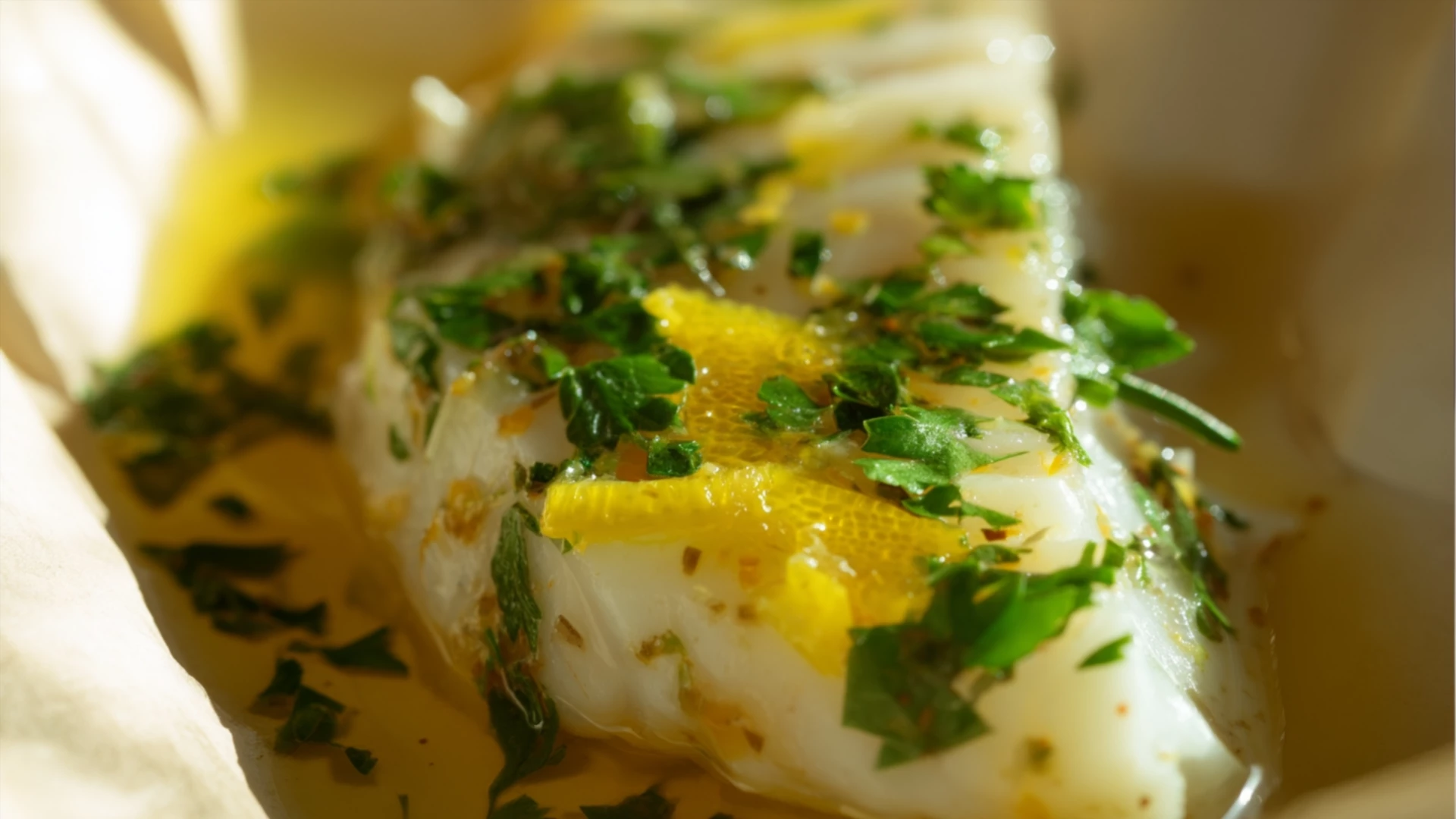 Фото блюда: Сочная треска с лимонным маслом и яркой петрушкой