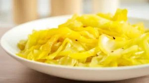 Фото блюда: Тушеная капуста с жёлтым перцем — как приготовить вкусное и полезное блюдо