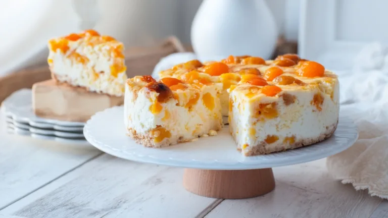 Фото блюда: Нежная творожная запеканка с урюком для уютного утра