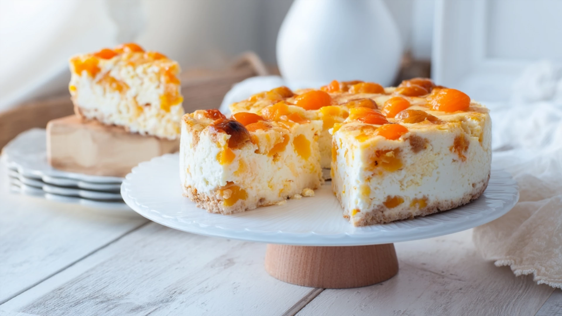 Фото блюда: Нежная творожная запеканка с урюком для уютного утра