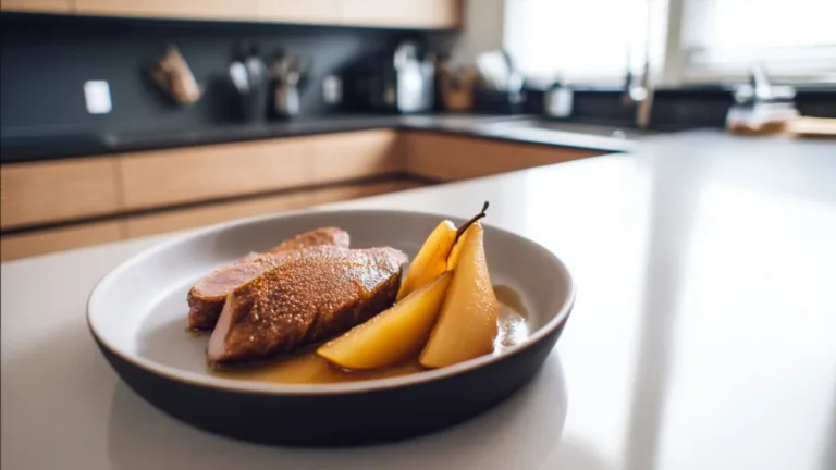Фото блюда: Утиная грудка с пряной грушей – Рецепт с калорийностью и пошаговым приготовлением