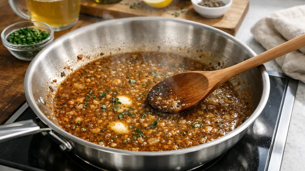 Приготовление соуса на сковороде