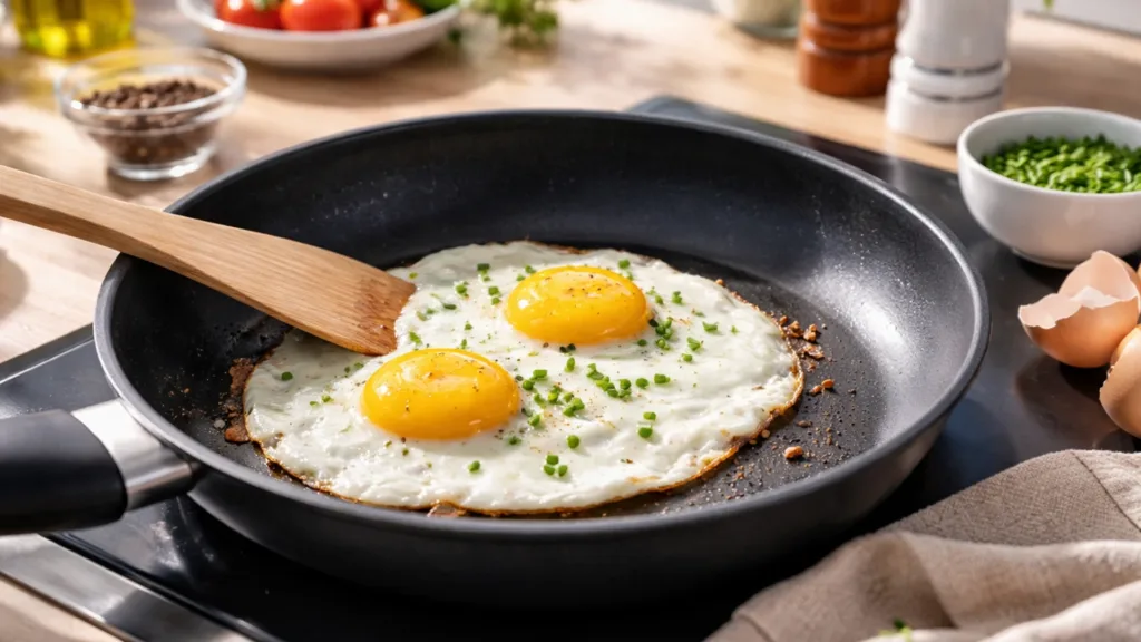 Яичница на антипригарной сковороде