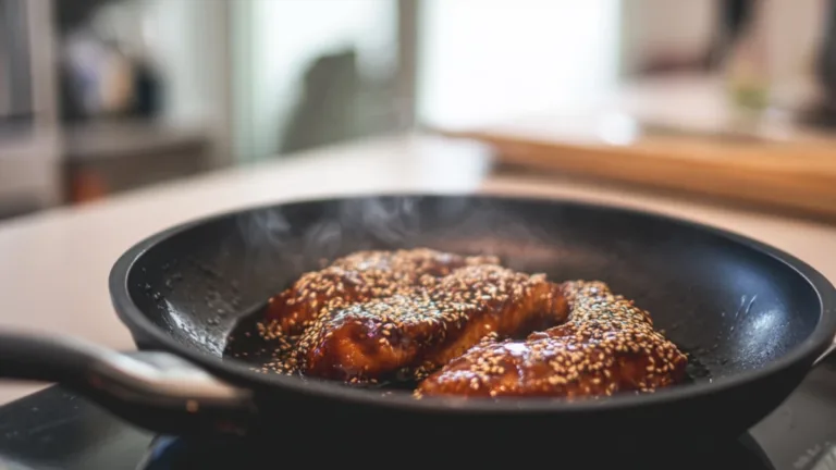 Фото блюда: Свиной язык в насыщенном соусе терияки с кунжутом