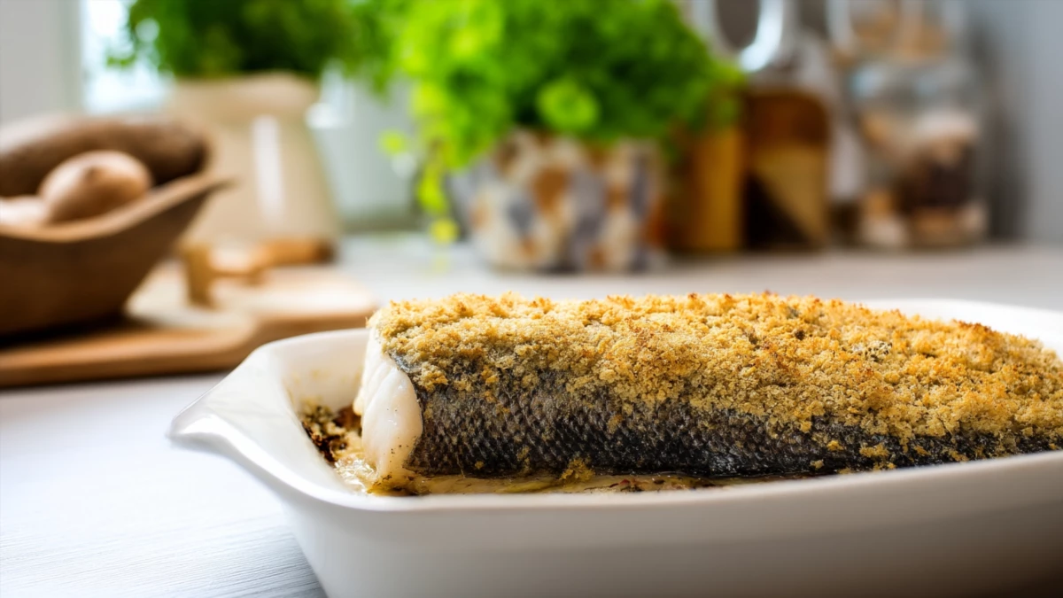 Фото блюда: Запечённая рыба под фетаки с хрустящей корочкой и нежным вкусом