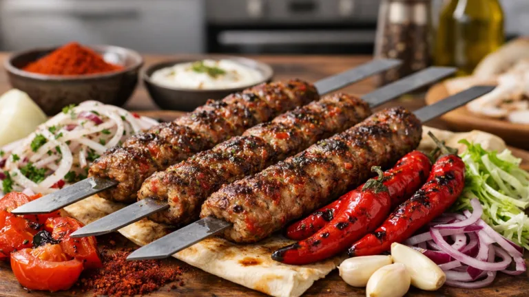 Фото блюда: Адана-кебаб из рубленой баранины с острым перцем