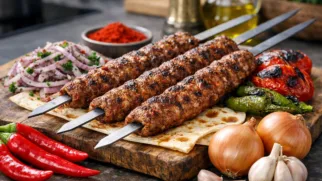Фото рецепта: Турецкий Адана-кебаб из баранины на шампурах