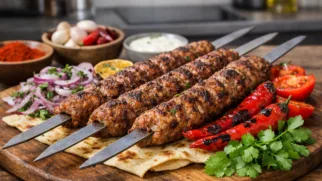 Фото рецепта: Домашний Адана-кебаб из баранины с чили и зеленью